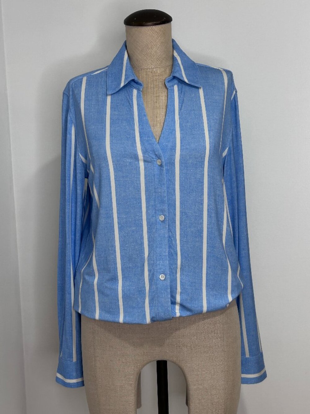 Buttercloth Icy Bamboo Striped Pre-Tucked Stretch Blouse